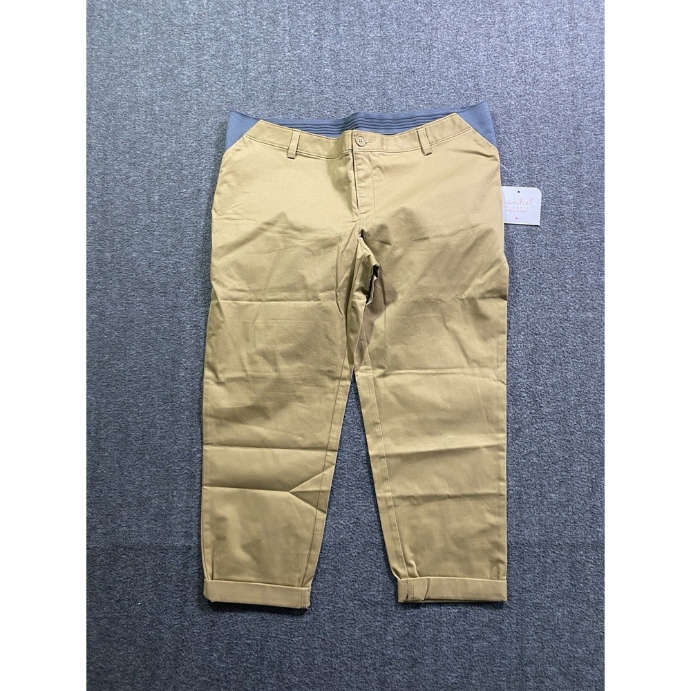 Isabel Maternity Beige Capri Pants Over Belly Cropped Size 6 NWT
